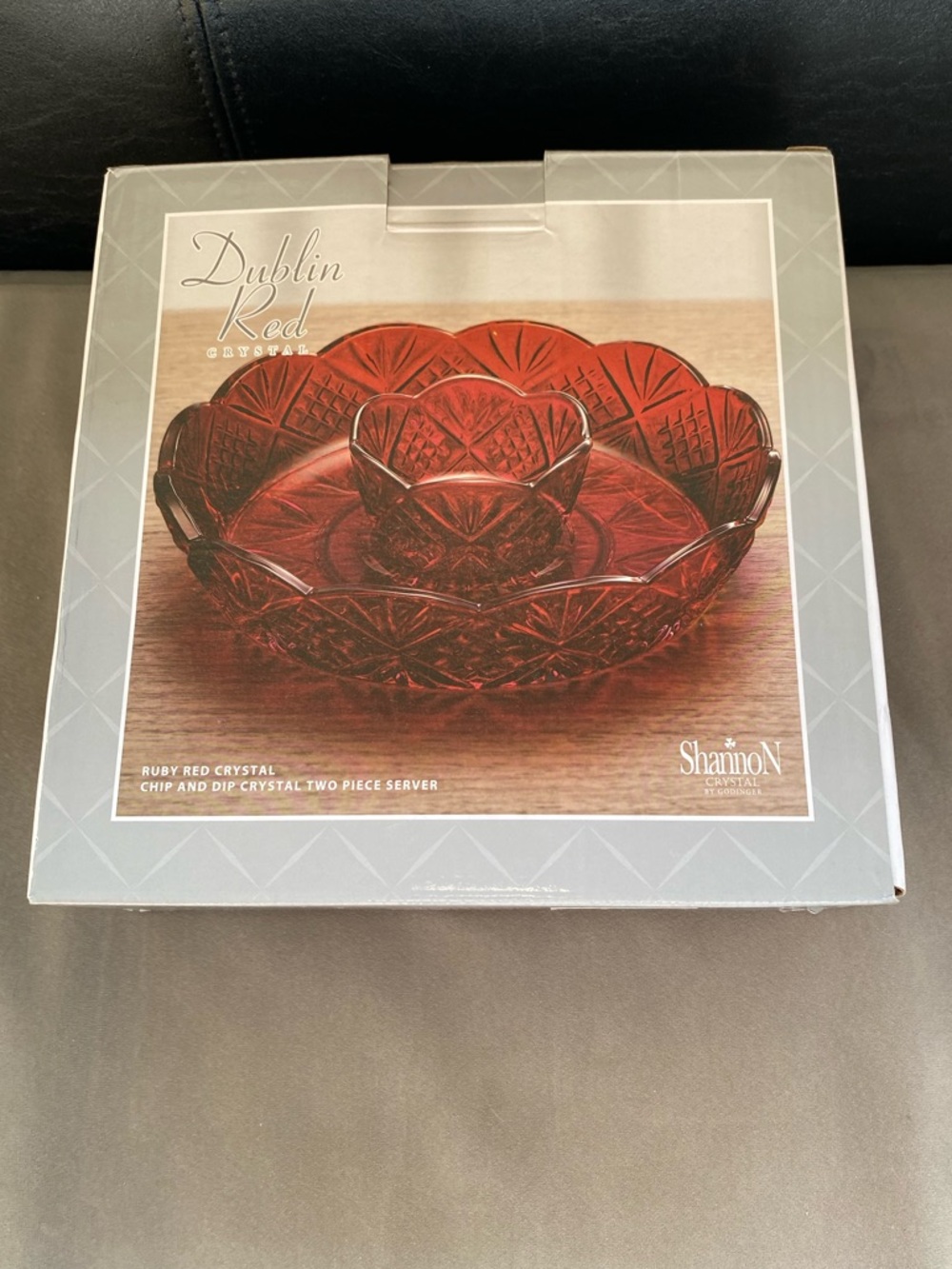 Shannon Crystal Dublin Red Ruby Chip and Dip Server